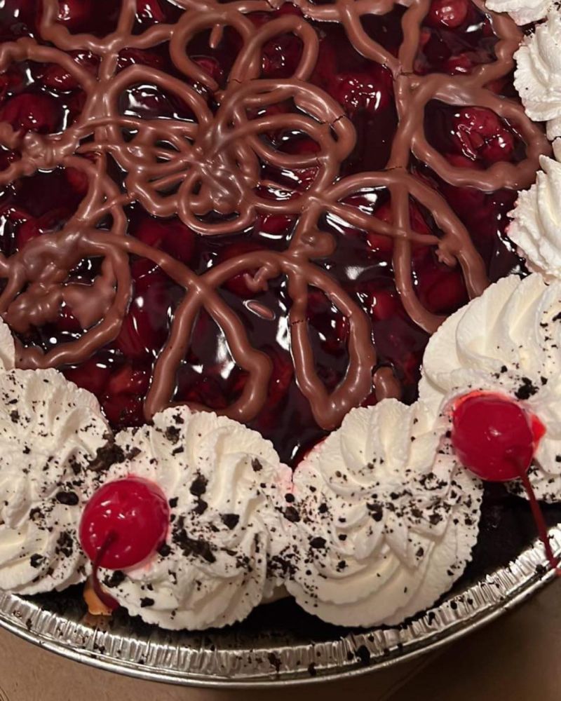 Elaine McNamara of Greenville Chamber of Commerce and Greenville University's SMART Center created this chocolate cherry cheese pie for the celebrity auction!