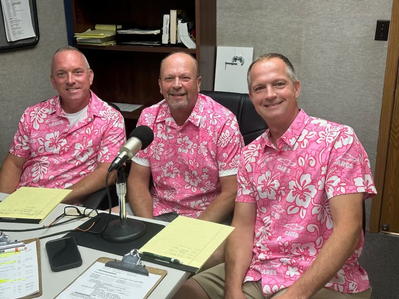 Tim Watson and Delmar Mills from Hecht Chevrolet of Vandalia in studio from the first day lineup of celebrity pie bakers