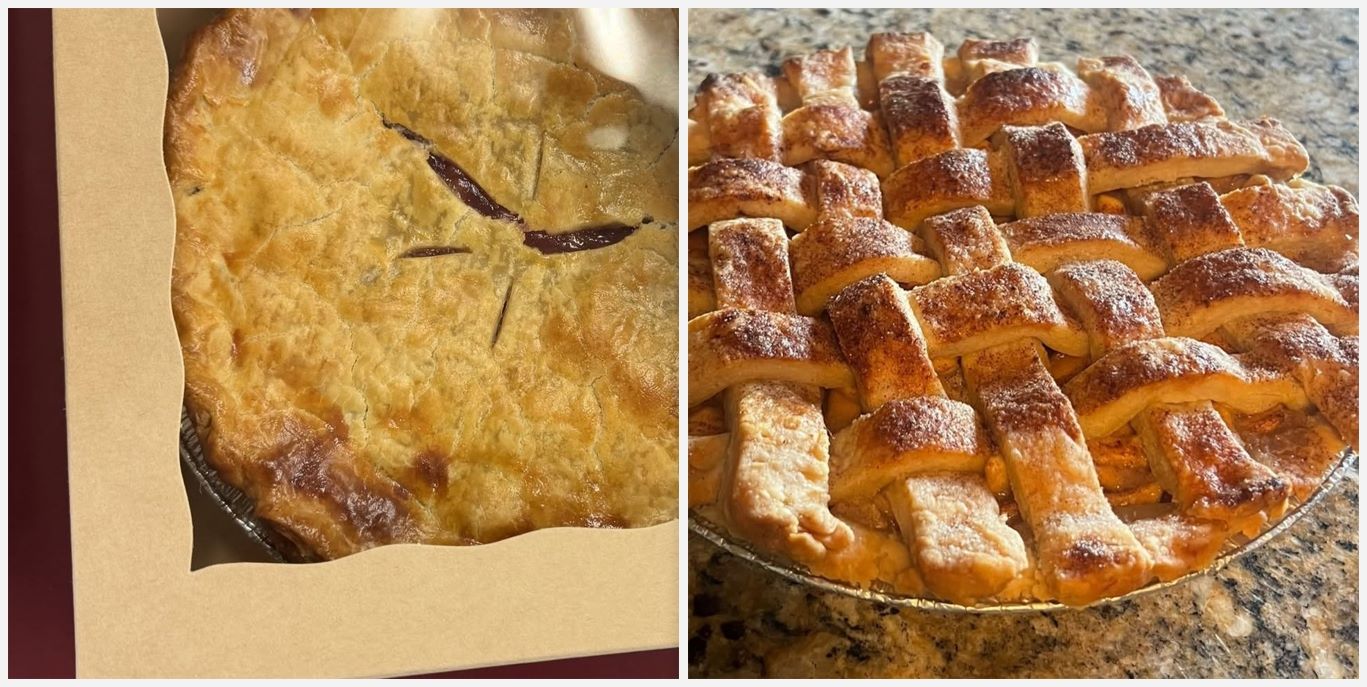 🥧 Thacker Insurance Service joined up with friends at Double J Doggie Play N Stay to bid on and win these two beautiful (and delicious!) pies presented by Elaine McNamara (Economic Development Director for Greenville, Illinois) and Jes Adam (Greenville Tourism Director and Bond County CEO Program Facilitator)
