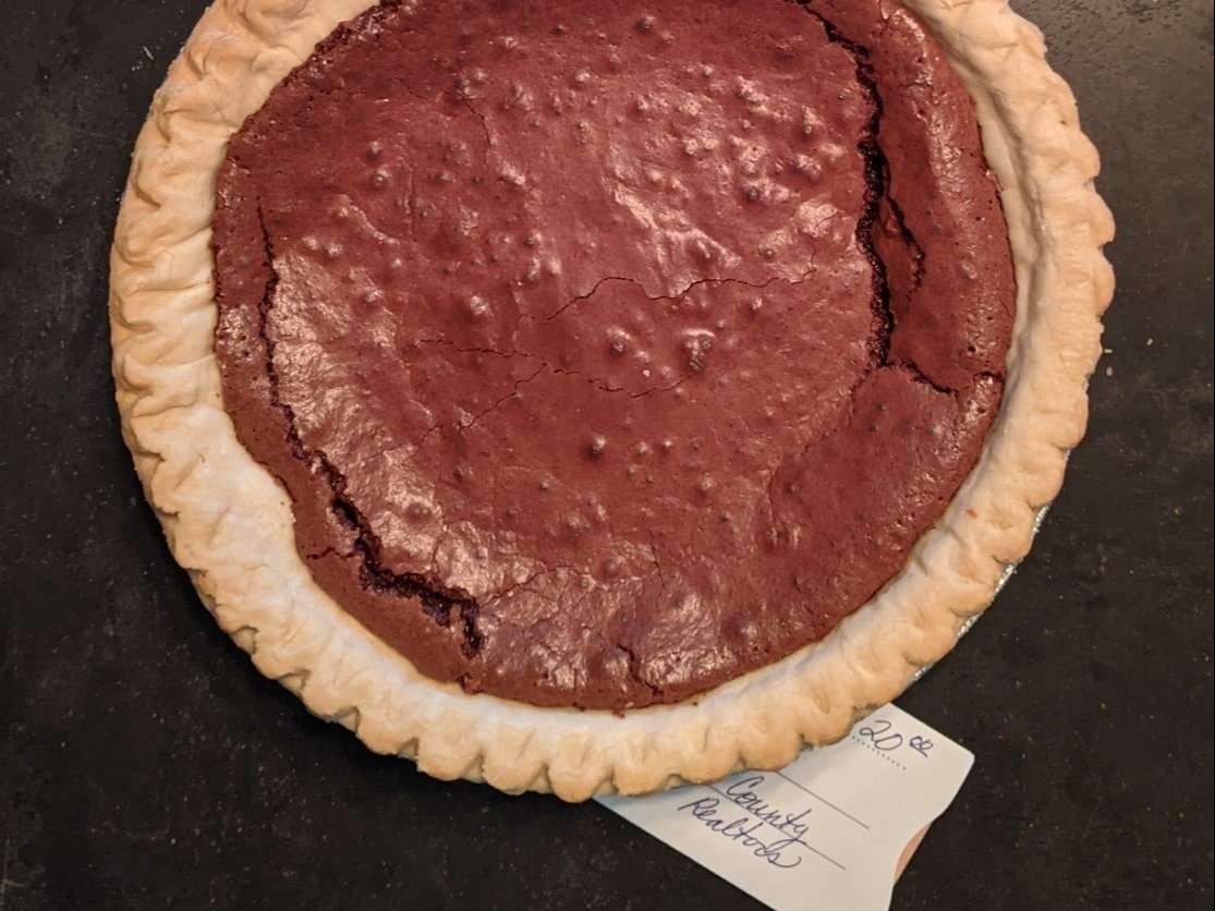 Noel Harnetiaux of Bond County Realtors baked this Chocolate Crack pie for the celebrity auction!